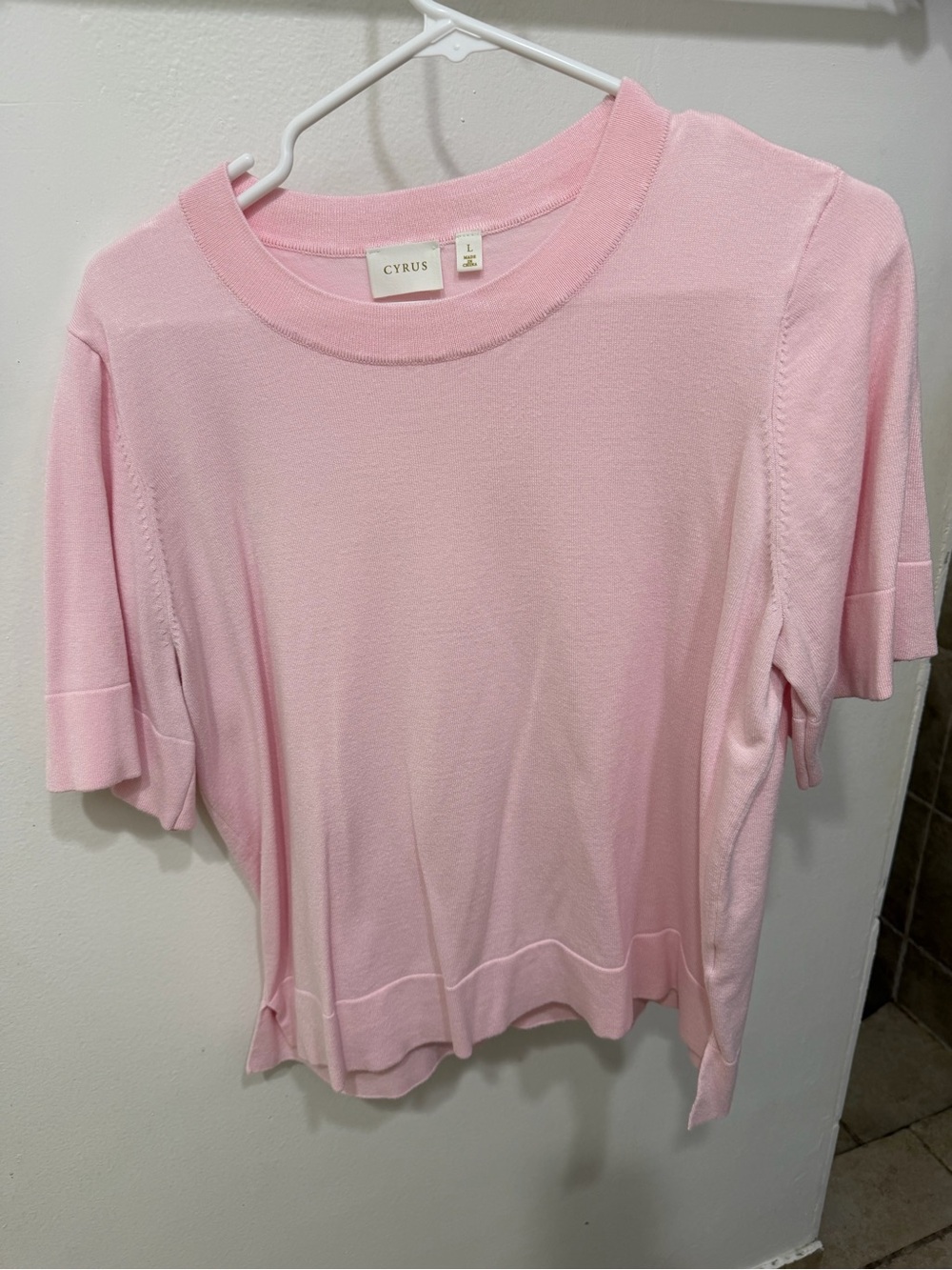 Cyrus Light Pink Short Sleeve Knit Top